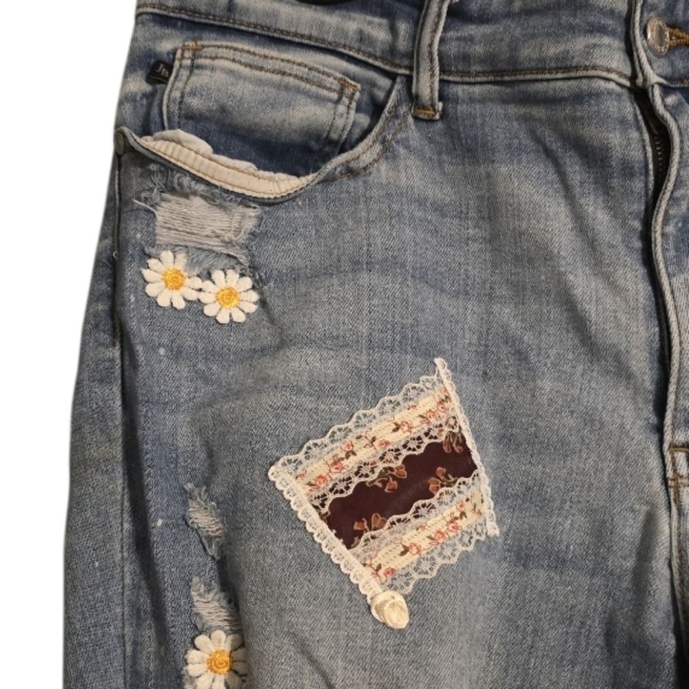 Upcycled Hand Crafted Boho Patchwork On Judy Blue… - image 5